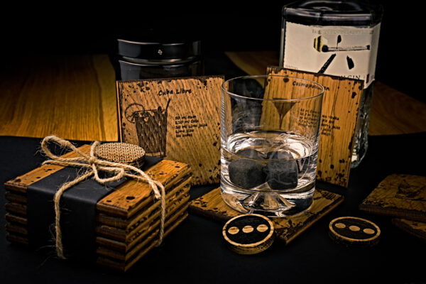 Untersetzer aus Eichenholz Cocktailrezepte 6er Set : Bar Classics – Stark & Stilvoll – Bild 2